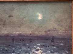 Antique French Impressionist Oil on Board c.1918 Listed – Moonlight on the Sea