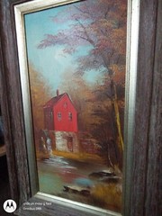 Old Grist Mill by C. Marshall Original Oil Painting 32 x 20″ Framed