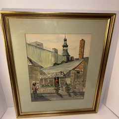 Vintage Harry Merthou Watercolor Framed Picture Signed 1964 Quebec City