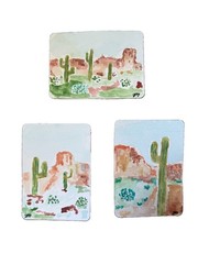 ACEO By PhDesigns Signed Original Watercolor Desert Cactus Series 3.5×2.5″
