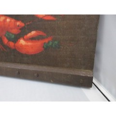 Vintage Artist Joyce Langelier Lobster Seafood Restaurant Wood Board Wall Mount