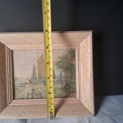 2 vintage boat and lake view house photoswith frame.