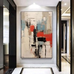 Handmade Oil Painting Abstract Art Oil On Canvas For Living Room Blue Red