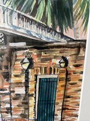 KRISTI C JONES “CREOLE HOUSE” Watercolor Painting New Orleans Louisiana Framed