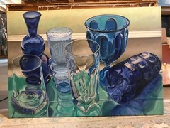 Glasses Mark Roger Walton 36×52 in. Oil on stretched canvas American Artist