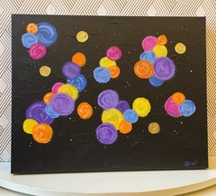 Original Abstract Planet Painting 16×20 Acrylic Canvas Celestial Moon Art Decor