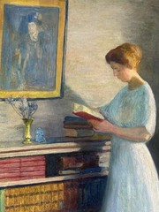 WILLIAM JOHN EDMONDSON ANTIQUE ROARING 20s WOMAN INTERIOR OIL PAINTING VINTAGE
