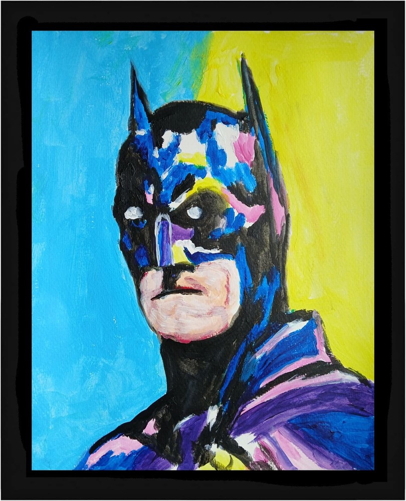 ABSTRACT /EXPRESSIONISM 11×14 BatMan Modern Street ART Colorful Painting