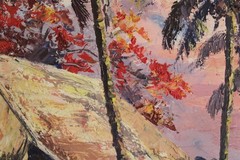Chamnane Prisayne Oil on Canvas, Mekong River, c. 1971 Mid century, Vietnam