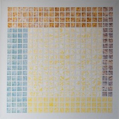 Sascha Langer Grid Composition Concrete Art Signed Framed Oil Canvas 1999