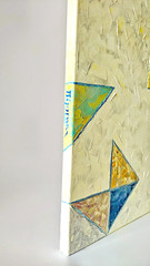 Large Textured Geometric Abstract Oil Painting Modern Color Blocks 20×36″ Canvas
