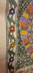 Authentic Hand Painted Madhubani Painting Signed Mithila Folk Art Scroll Peacock
