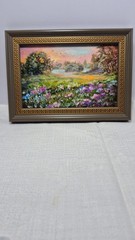 original autographed oil painting framed. landscape. impressionism.6×4 in.