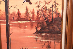 Sunset Bayou Painting Ducks Flying Pond Oil Painting On Canvas Signed Hower?
