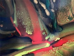 Clandestine ~ Acrylic Abstract Pour Painting 10x20x1/2″ Fluid Art
