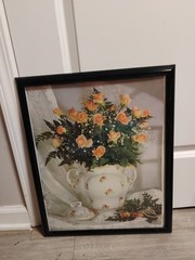 17″×21″ Framed Picture Of A Bouquet Of Roses In A Vase