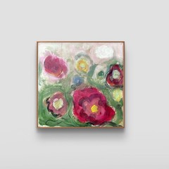 Original Abstract Floral Acrylic 12×12 Canvas Painting, Holly Hammond