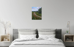 Original Country Path Oil Painting Poppy Meadow Flowers Rural Field Wall Art