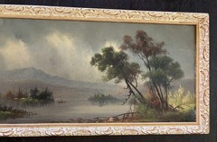 Antique William Merritt Post Original Oil Painting Signed W Post Landscape Board