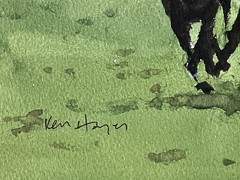 Original Horse Racing Painting Watercolor By Ken Hayes 11”x15” Signed Provenance
