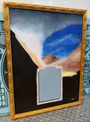 Vintage Abstract Acrylic Painting Modern Art Wall Hanging Signed REM Menges