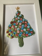 Christmas Tree,holidays Original painting On Paper,framed 4/6