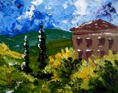 Tuscany Original Oil Impasto Painting Small Italy Landcape Wall Art 10 x 8 in