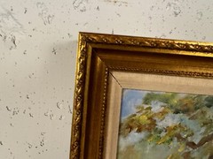 Vintage Lillian Renshaw Signed Oil on Board Painting Black River, Missouri