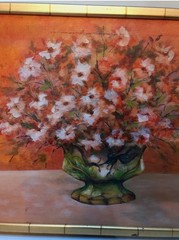 Texas art vintage 1970s painting of flowers by known Texas artist OOAK