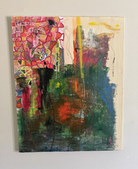 Abstract Original Painting on Canvas, Multicolor Wall Art, Unframed Single Piece