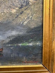 Georg Anton Rasmussen (1842-1914) : Norwegian Fjord View, Oil On Canvas , Signed