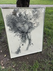 Vintage Alan Murray Painting Ira Roberts Print Remembering Charcoal 1971