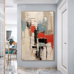 Handmade Oil Painting Abstract Art Oil On Canvas For Living Room Blue Red