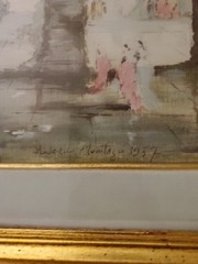 2 Vintage Original Roderic Montagu Watercolor and Gouache Gilt Frame Under Glass