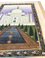 Taj Mahal Linen Painting Indian Palace Architecture Art World Travel Landmark