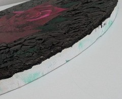 Midnight rose oil painting original artwork canvas dark oval religious textured