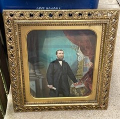 EMILE HERZINGER 1862 Civil War Portrait PAINTING Man in Suit POLITICS Law 30×27