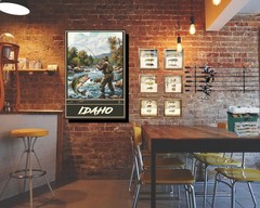 Bass Fly Fishing Travel Poster Idaho Print, Canvas, or Framed