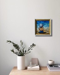 Beach Boy Painting Seascape Original Art Abstract Wall Art Children Artwork Boy