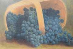 Nice Older Still Life Painting, Blueberries in Basket (JC275) chalice co