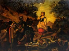 ADVENTURES OF DON QUIXOTE. OIL ON PAPER-CARDBOARD. SIGNED. SPAIN. CIRCA 1869