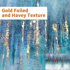 Large Abstract Canvas Art with Hand-Painted Gold Foils – 45“ x 30