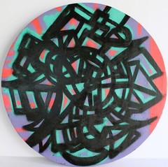 BRUNO NATALIO VAGO SPRAY PAINTING ON WOOD SIGNED ABSTRACT GRAFFITI MIAMI POP ART