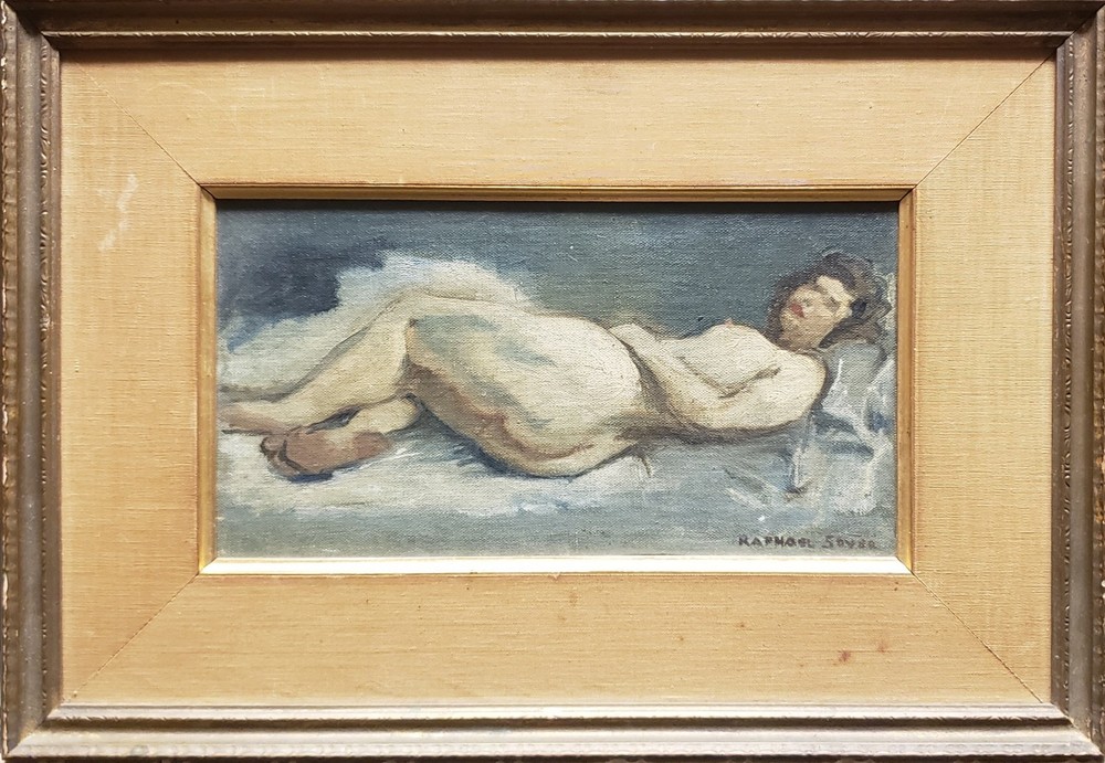 RAPHAEL SOYER PAINTING NYC OIL FIGURE RUSSIAN AMERICAN 1940s OR 50s NGA AIC MOMA