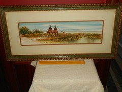 JON BIRDSONG Landscape Watercolor Painting Panoramic Teepee Listed TEXAS Artist