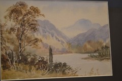 ORIGINAL WATERCOLOR, overall size 11 x 9 1/4, Euro landscape, framed(61)