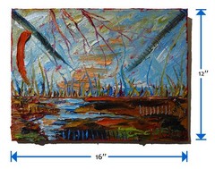 ORIGINAL█OIL PAINTING█IMPRESSIONIST ART█NATURE LANDSCAPE ABSTRACT DECO█POP OCEAN