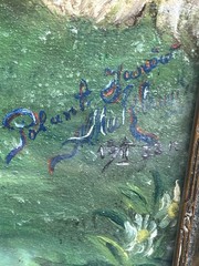 Antique Early American Oil, Painting, Us Navy Boy In Uniform Landscape Original