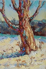 Winter Impasto Painting Original Art Impression Oil Painting 11 x 9.8 in
