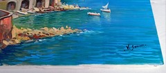 ATRANI PAINTING FRAMED BLUE SEA LEMONS by SOMMA ITALY WALL DECOR AMALFI COAST